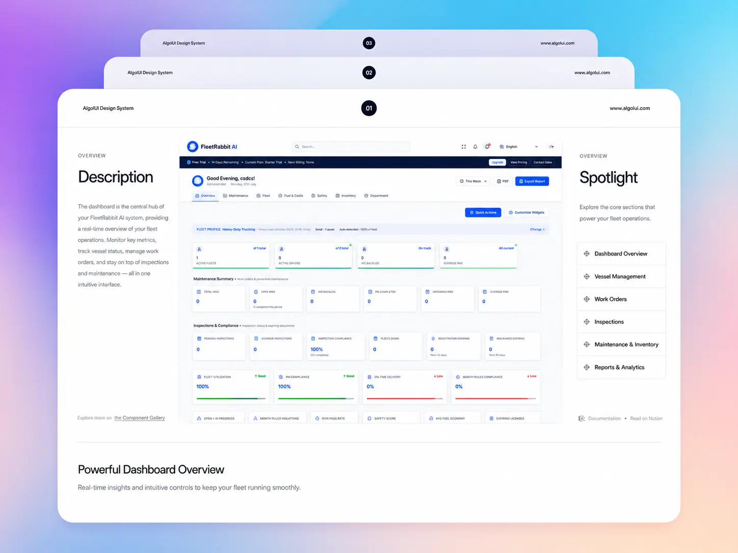 FleetRabbit AI web portal dashboard