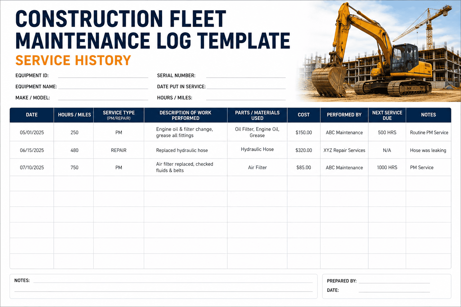 construction-fleet-maintenance-log-template-service-history