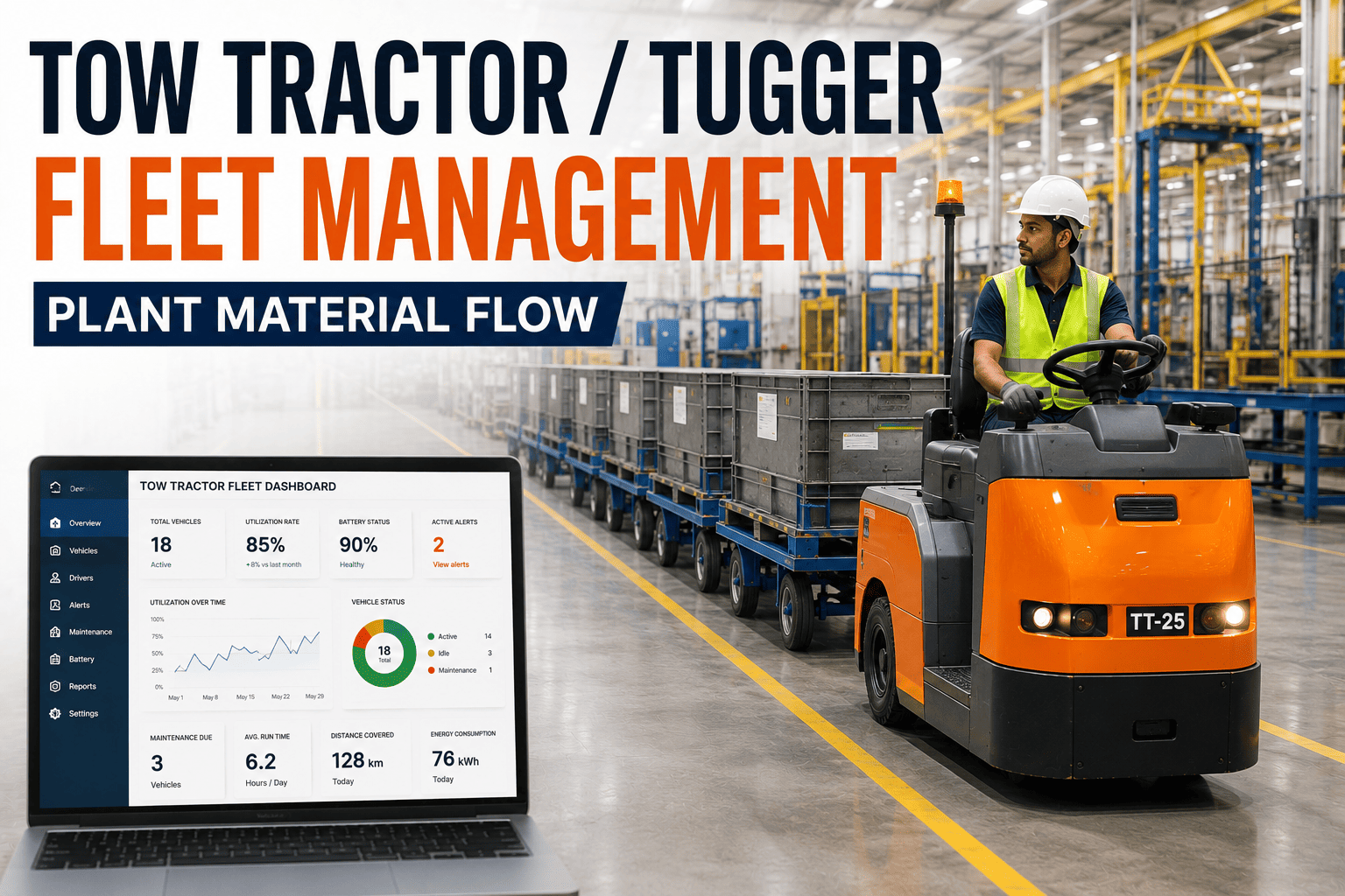 tow-tractor-tugger-fleet-management-plant-material-flow