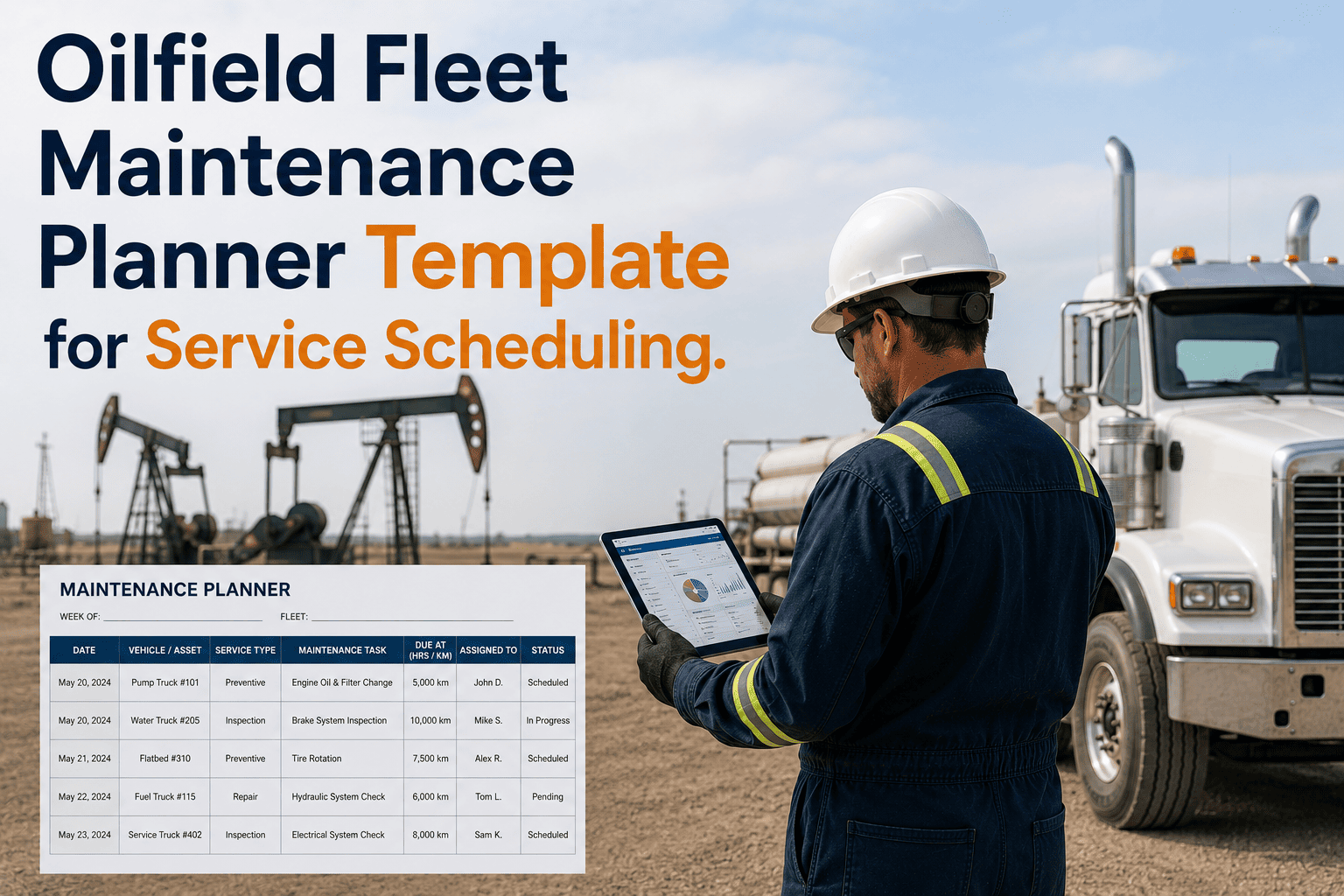Oilfield Fleet Maintenance Planner Template for Service Scheduling