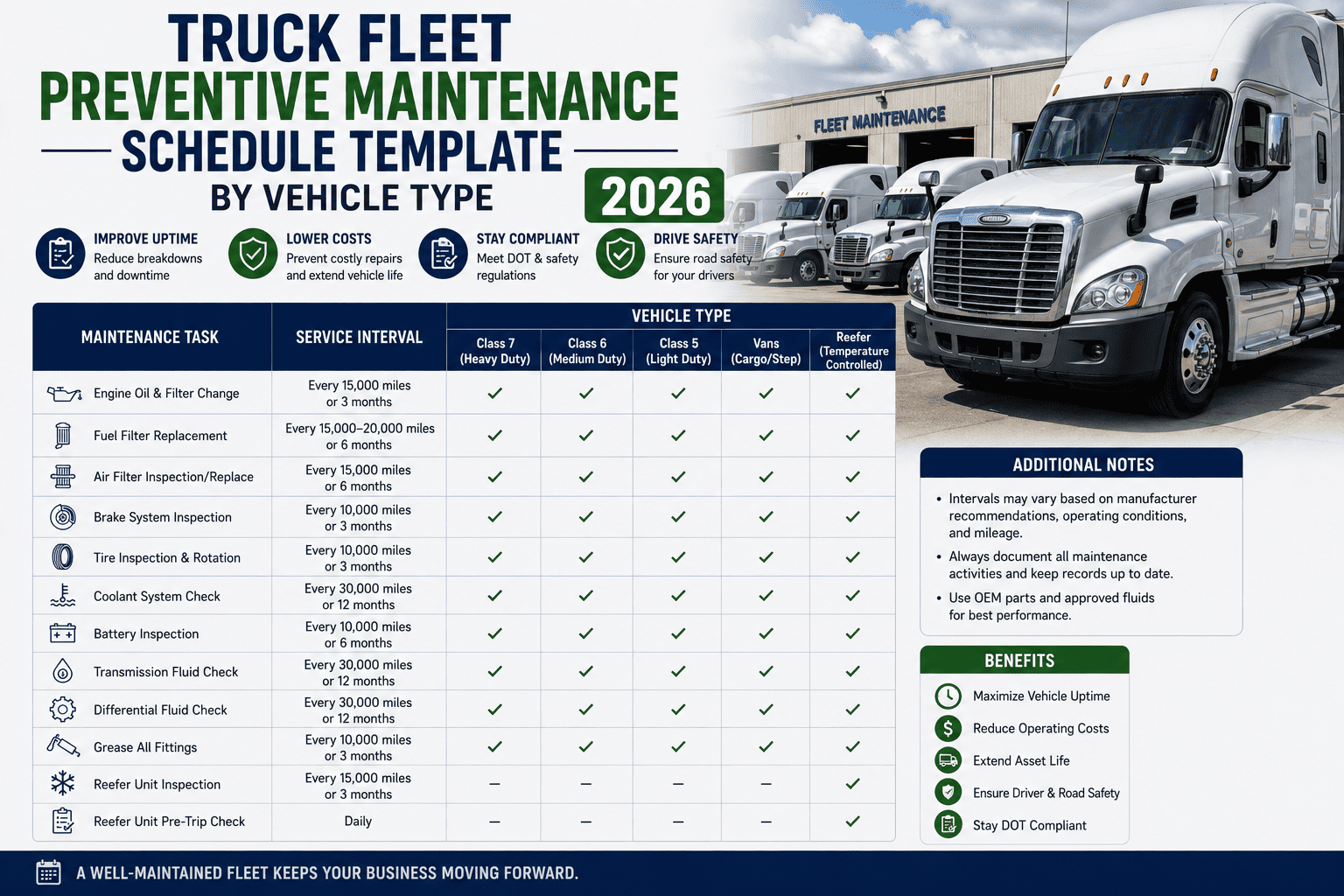 Truck Fleet Preventive Maintenance Schedule Template by Vehicle Type in ...